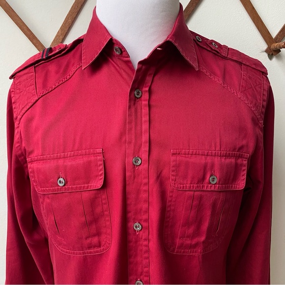 Gucci Military Web Trim Epaulette Button Down Shirt - Picture 2 of 16